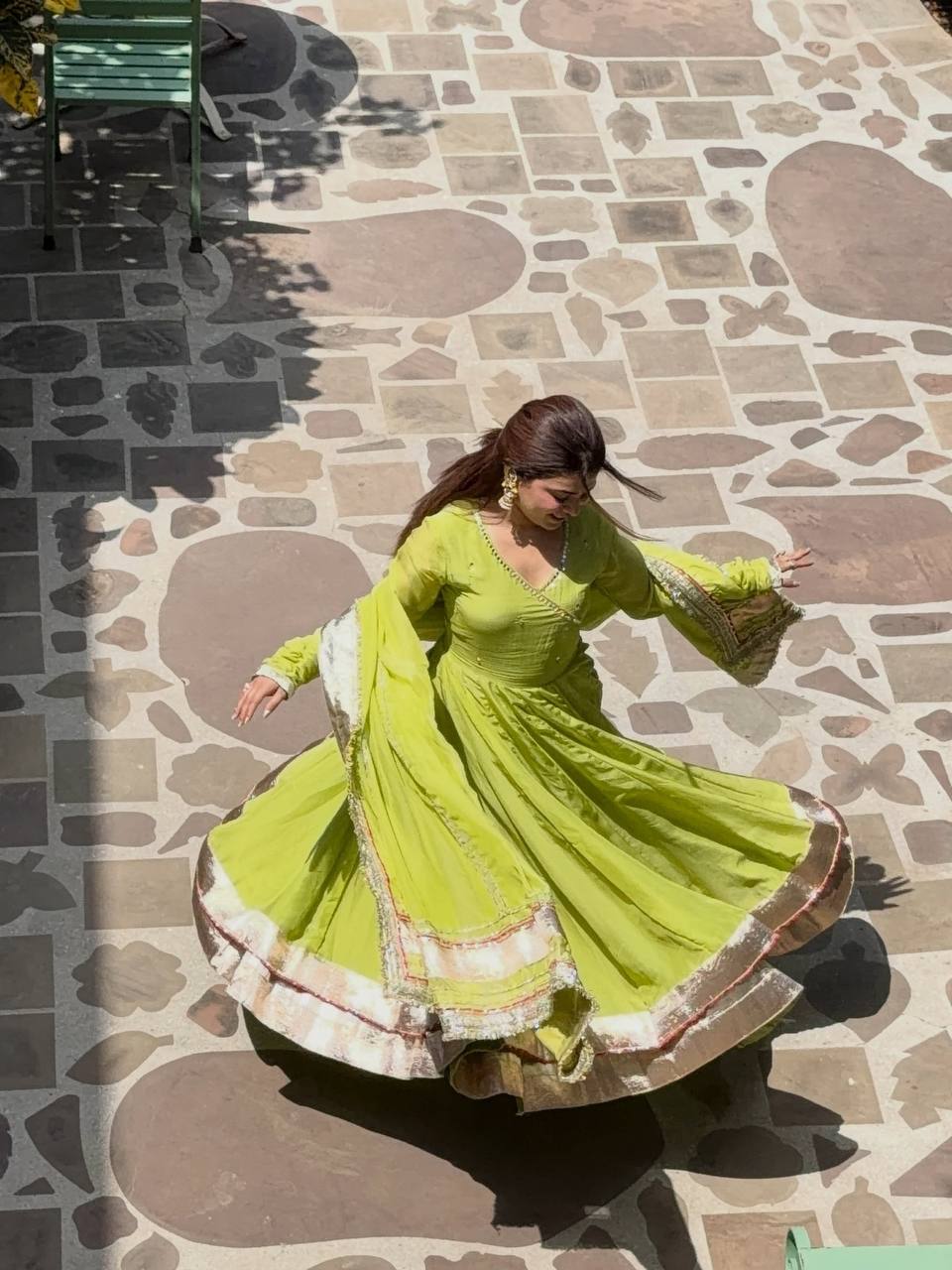 Lime Green Gota Patti Anarkali Kurta Set