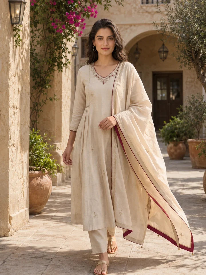 Noor Ivory Grace Anarkali Kurta Set