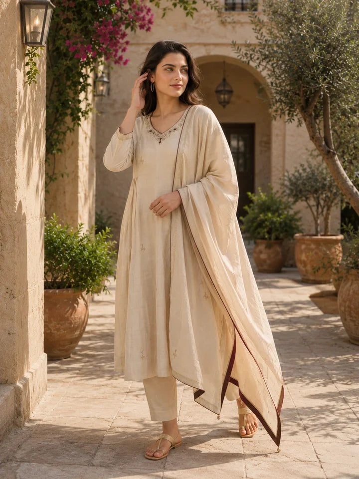 Noor Ivory Grace Anarkali Kurta Set