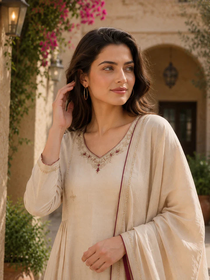 Noor Ivory Grace Anarkali Kurta Set