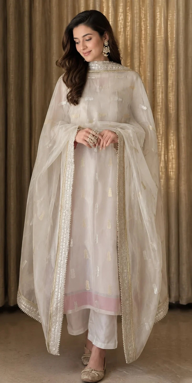 Chandni Ivory Gold Embellished Kurta Set
