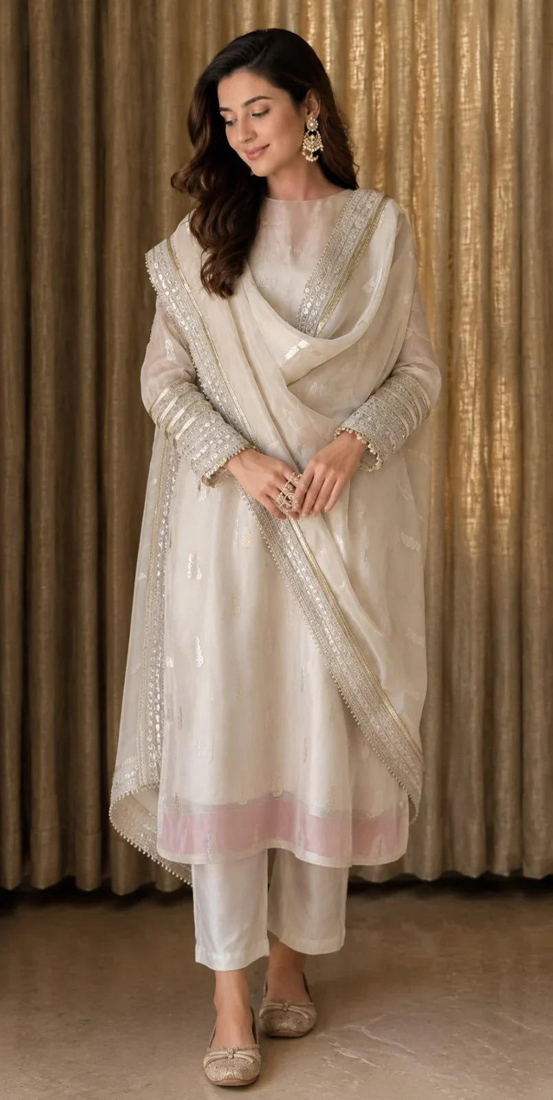 Chandni Ivory Gold Embellished Kurta Set
