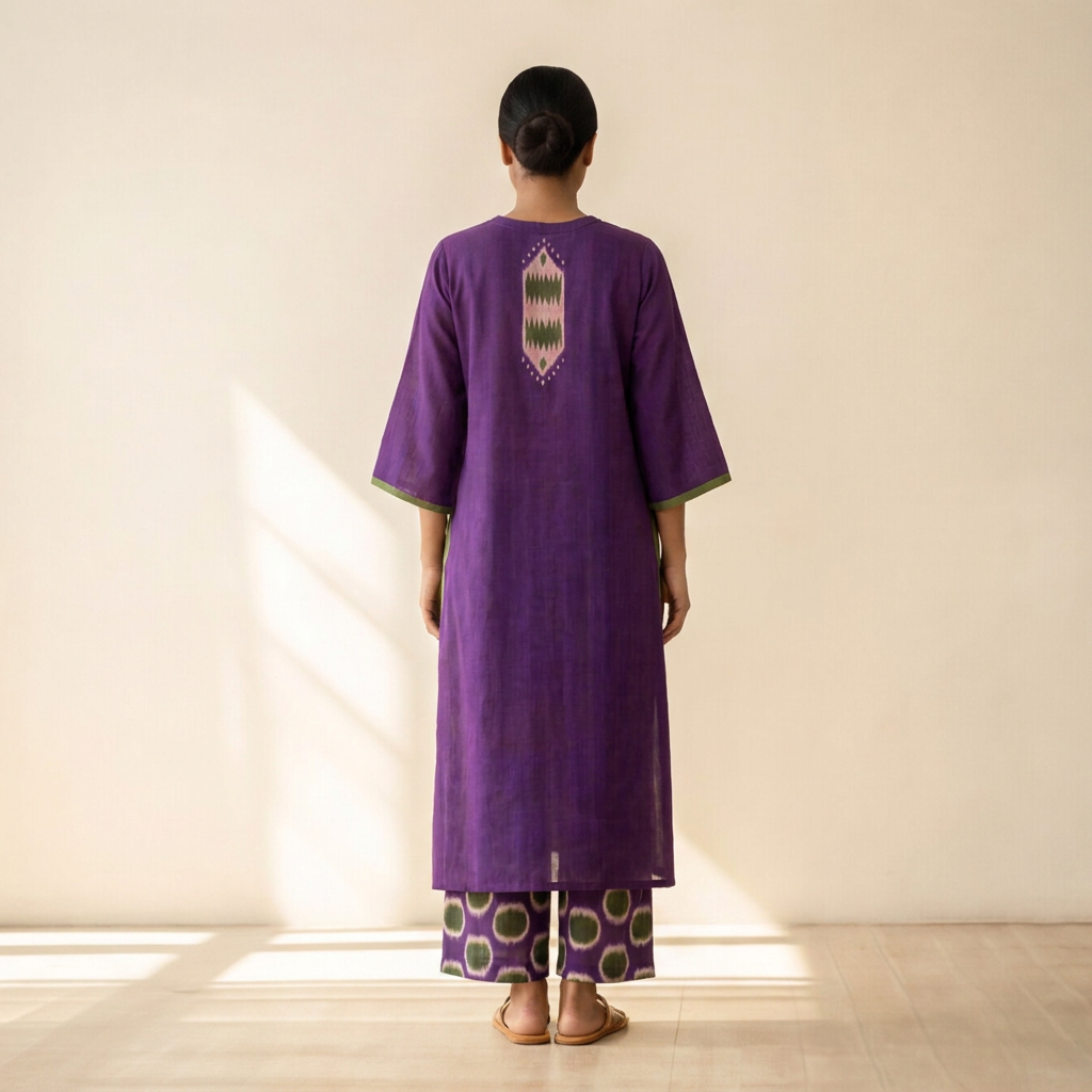 Women's Premium Purple Cotton Printed Kurta Set