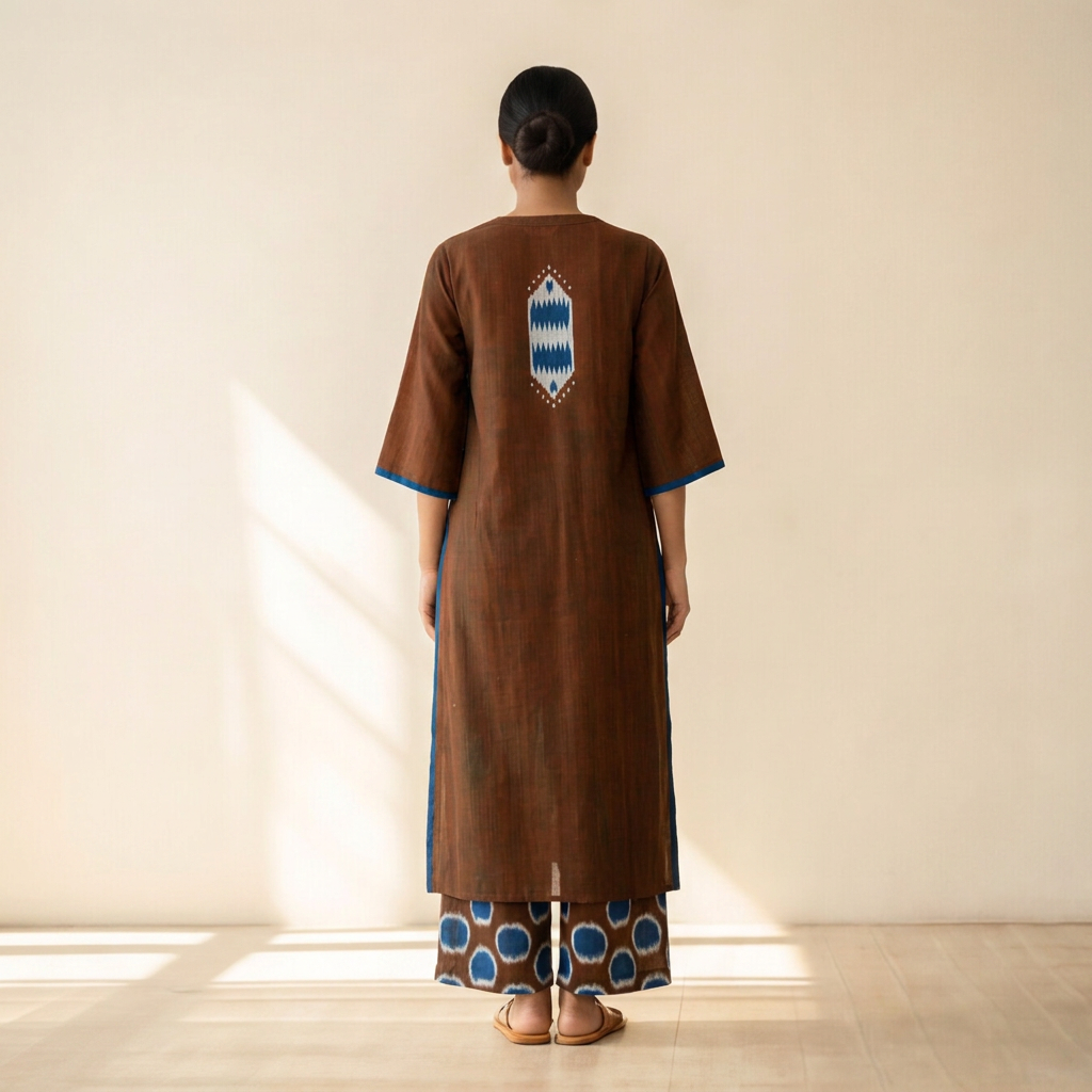 Women's Premium Brown Cotton Printed Kurta Set