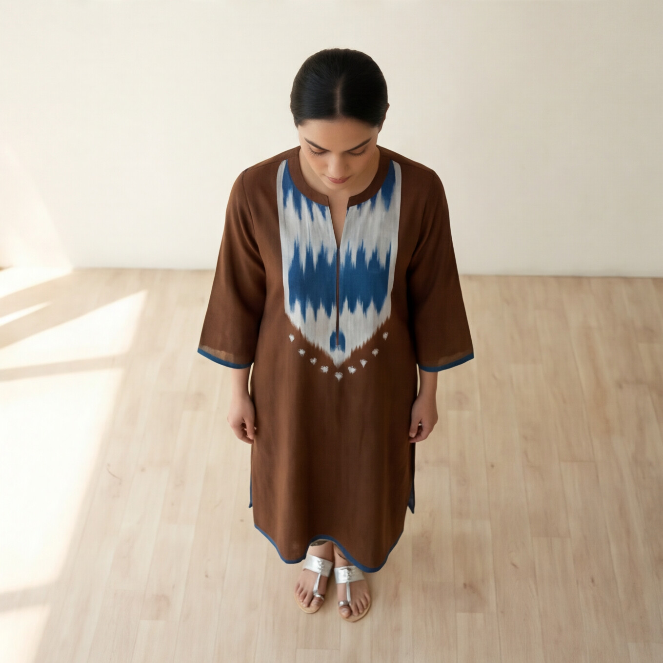 Women's Premium Brown Cotton Printed Kurta Set