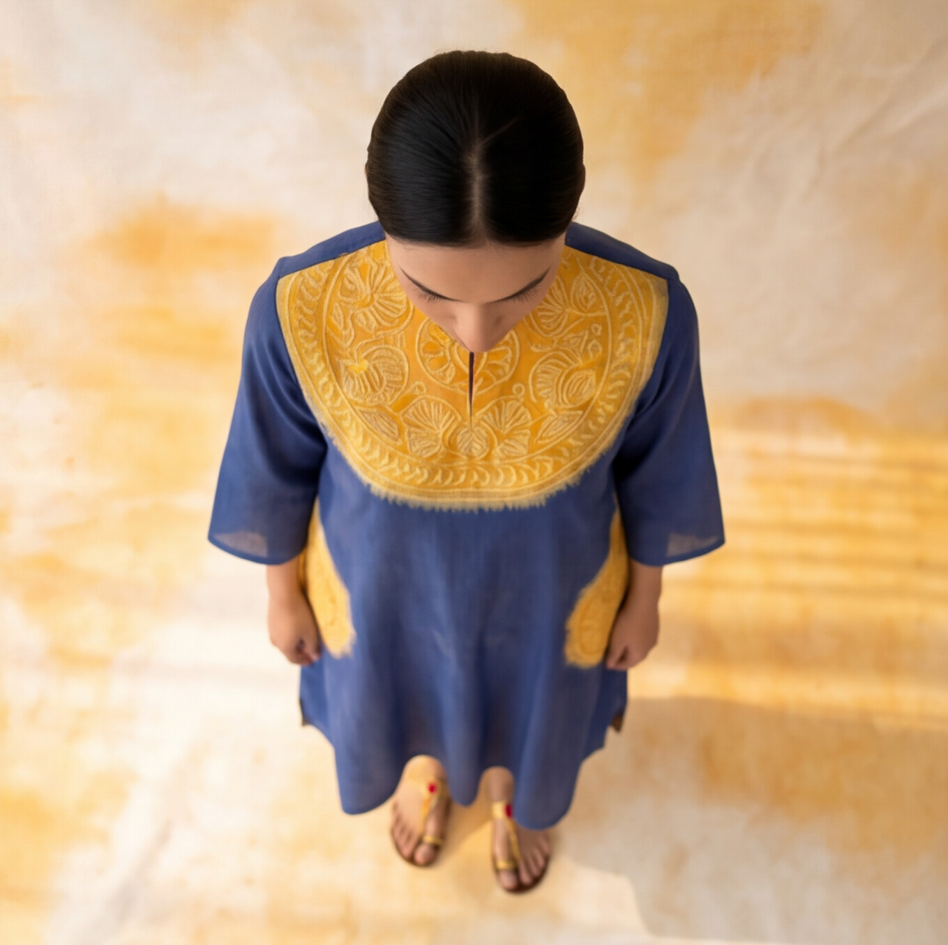 Women's Premium Navy Blue Cotton Embroidered Kurta Set