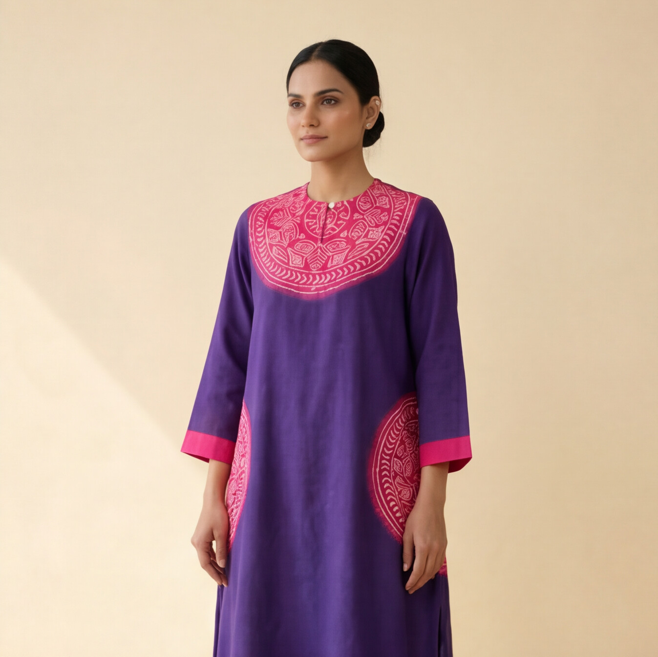 Women's Premium Purple Cotton Embroidered Kurta Set