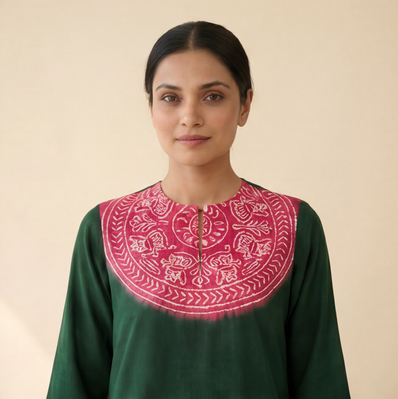 Women's Premium Emerald Green Cotton Embroidered Kurta Set