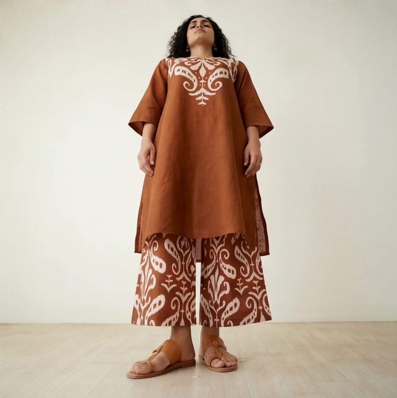 this rich orange kurta set