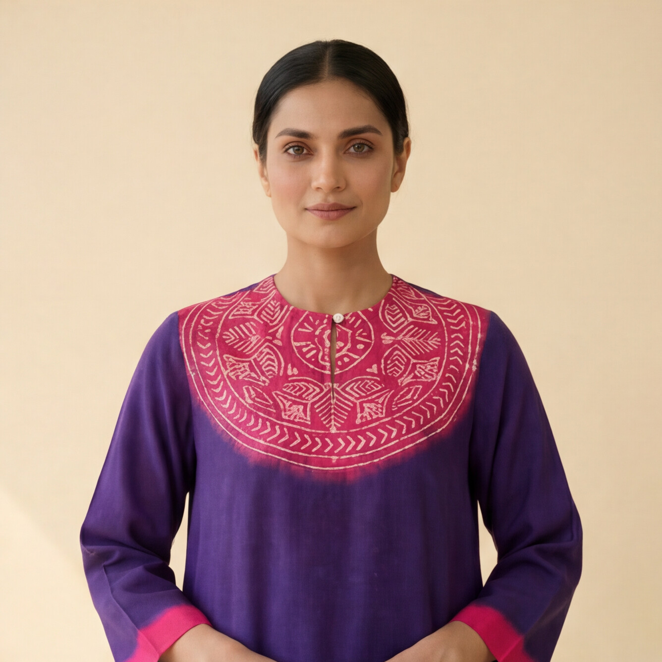 Women's Premium Purple Cotton Embroidered Kurta Set