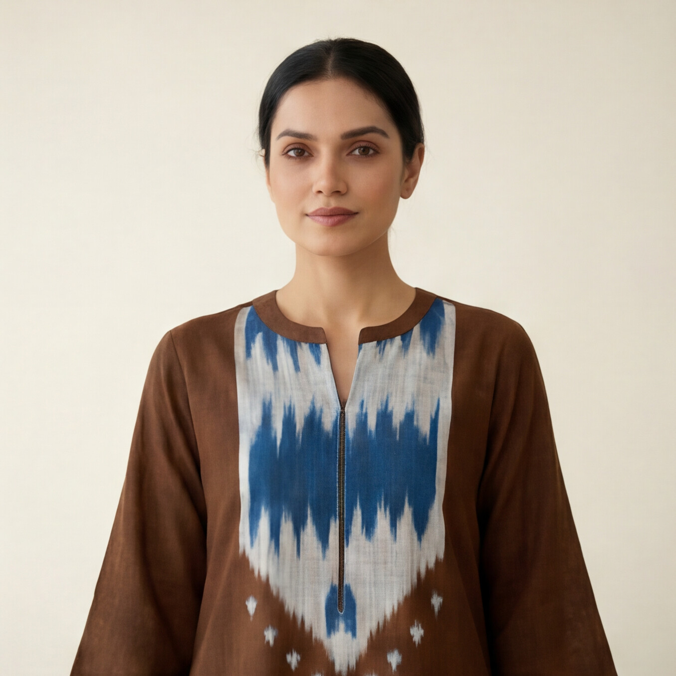 Women's Premium Brown Cotton Printed Kurta Set