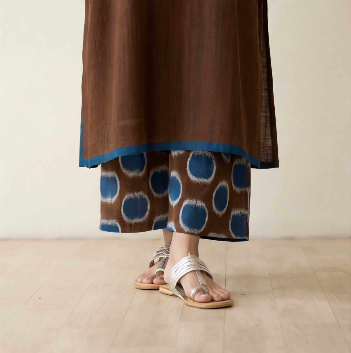 Women's Premium Brown Cotton Printed Kurta Set