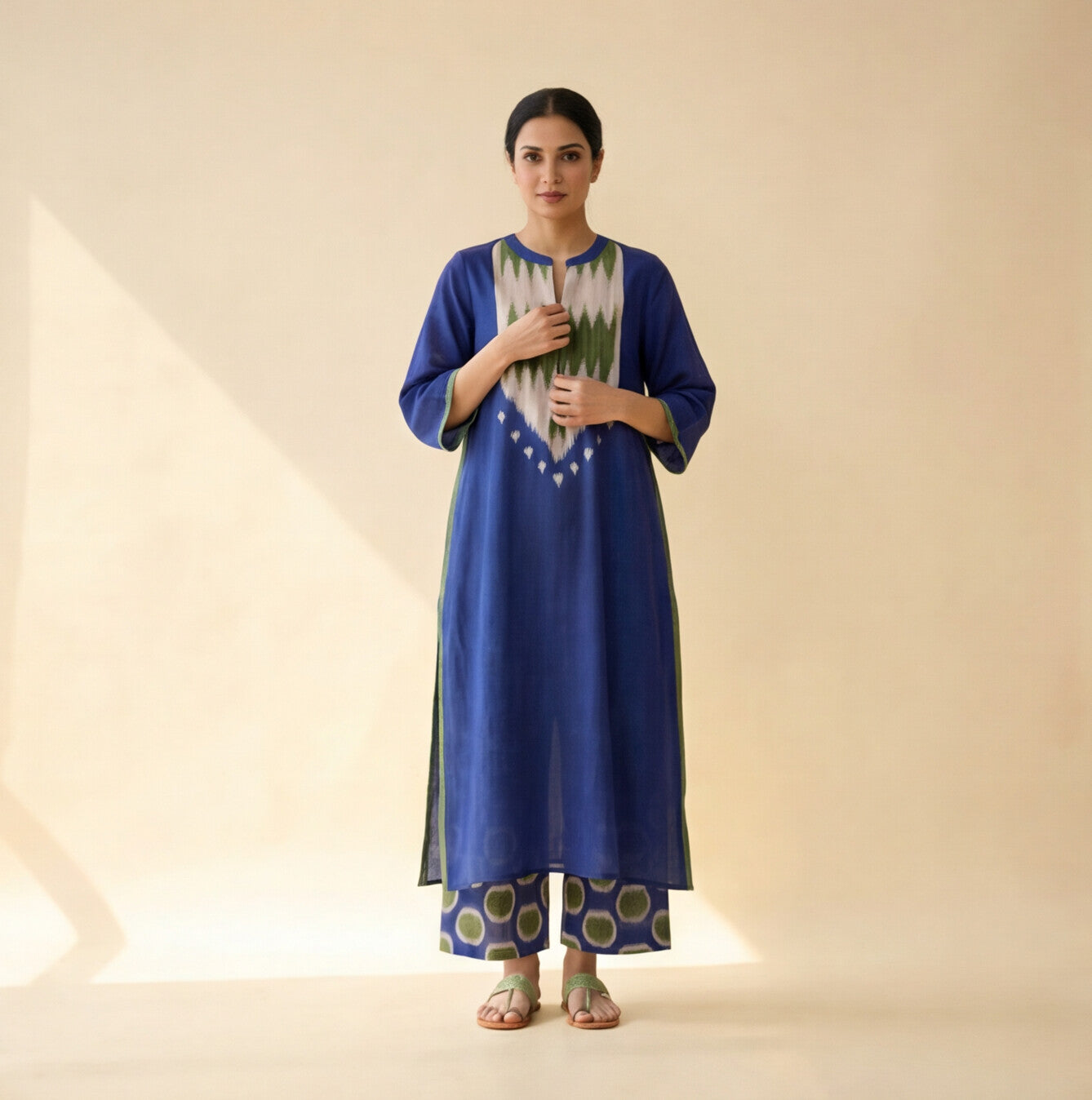 Women's Premium Royal Blue Cotton Printed Kurta Set